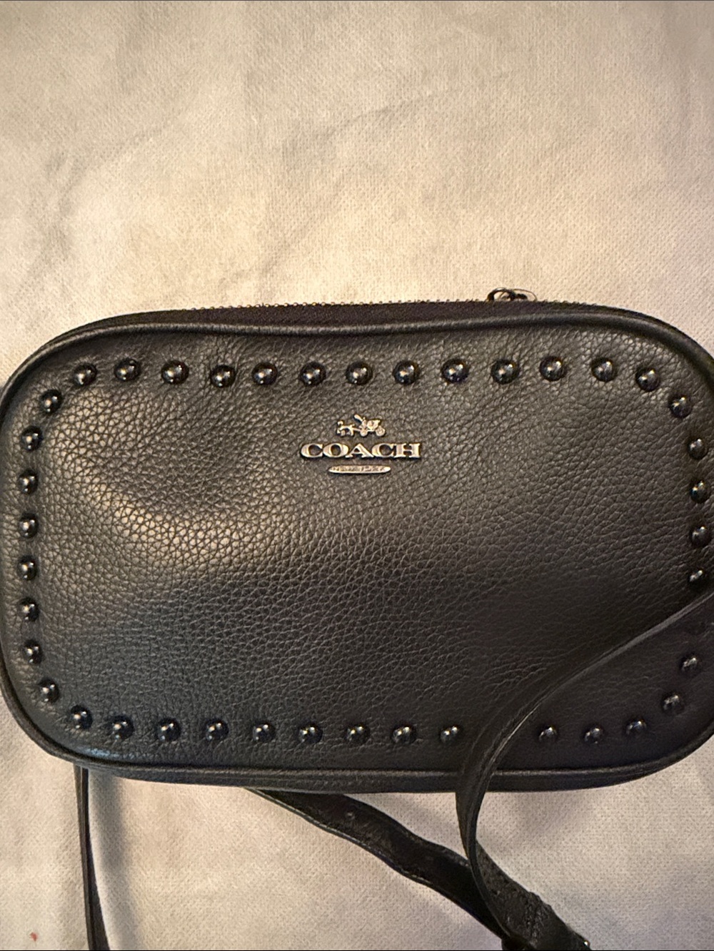 Coach Black Pebbled Leather Studded Crossbody Bag - Picture 2 of 11